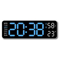 Reloj de pared con alarma nocturna electrónica LED silencioso inteligente de 12 pulgadas, reloj de escritorio moderno, termómetro minimalista, calendario, cubo de tiempo, decoración del hogar - details 1