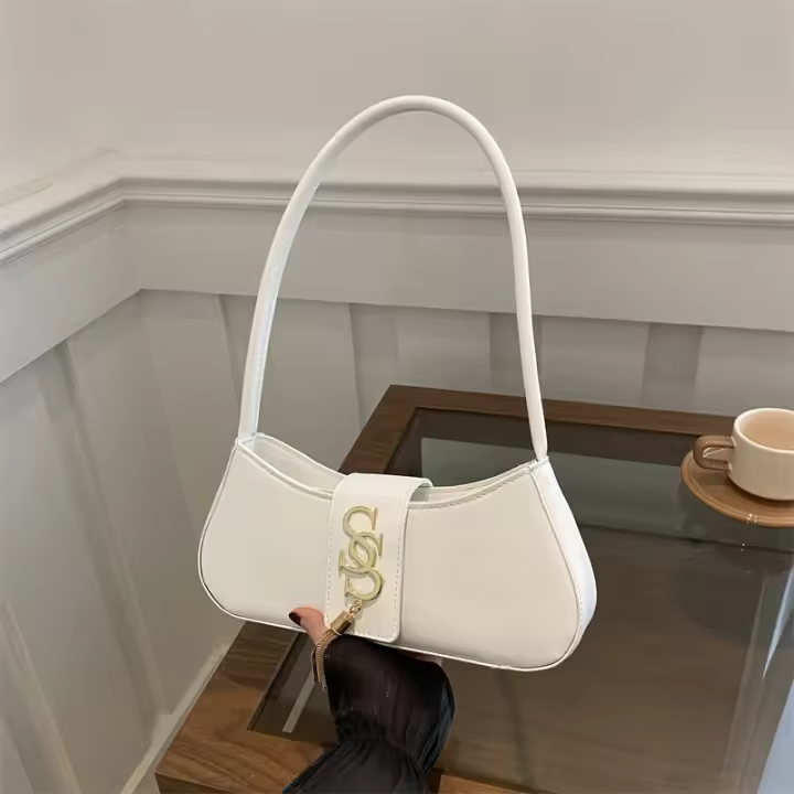 Bolso Casual de Mano Retro 2025 Moda de Commutación Sencilla y Sólida Liner de Poliéster - 1