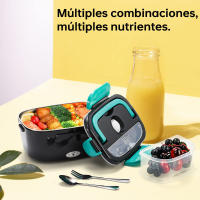 Fiambrera eléctrica 2 en 1 con calefacción para coche y hogar, 220 V, 1,5 L, 60 W, portátil, de acero inoxidable, contenedor de comida tipo bento. - details 7
