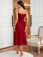 Camisola de satén suave para mujer, ropa de dormir transparente elegante, camisón de lujo, ropa de descanso ligera para todas las estaciones - details 6