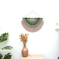 Tapiz colgante de pared con borlas de cuerda tejida a mano de estilo nórdico, macramé bohemio, cuentas de borlas de algodón, decoración artística de pared del dormitorio, 2025 - details 6