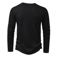 Camisa De Algodón Para Hombre Con Botones Cuello Henley Manga Larga Casual Color Sólido Moda Camisetas Transpirable Ligera Y De Wicking De Humedad - details 6
