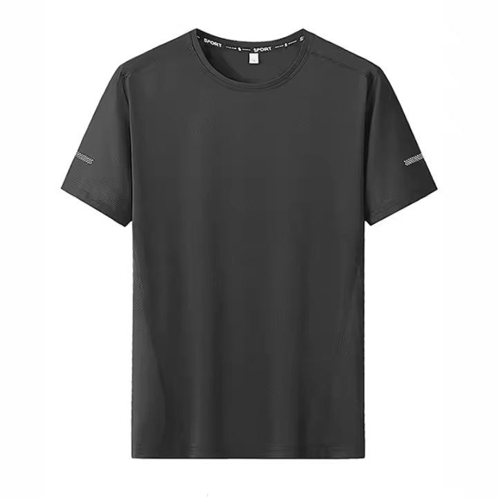 Camiseta de hombre de secado rápido, camisa de manga corta con cuello redondo, talla grande 5XL/6XL - 1