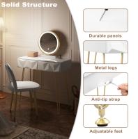Mesa de Maquillaje Ajustable con Espejo LED Silla de Terciopelo para Habitación - details 3