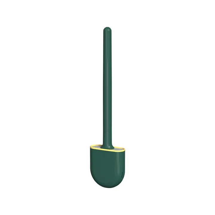 Cepillo de Inodoro de Silicona con Soporte Montado en la Pared Accesorios de Lavado WC Set de Cepillos de Bristles Suaves Herramienta de Limpieza de Baño - 1
