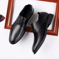 Zapatos formales de cuero informales para hombre, antideslizantes de goma sólida, suela suave y cómoda, fibra ultrafina de negocios - details 4