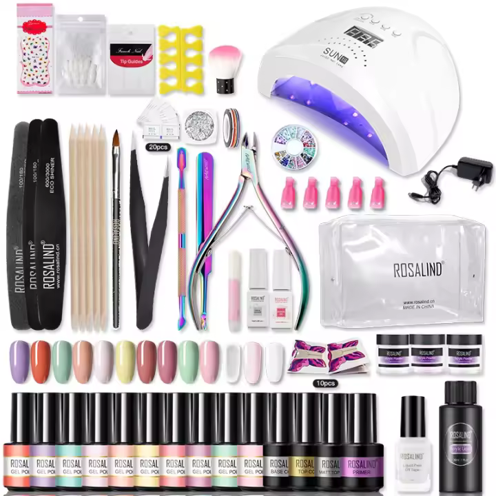 ROSALIND-Juego de manicura con lámpara de uñas, secador de uñas, máquina pulidora, Kit de Gel de polietileno, herramientas de manicura Nail Art - 1