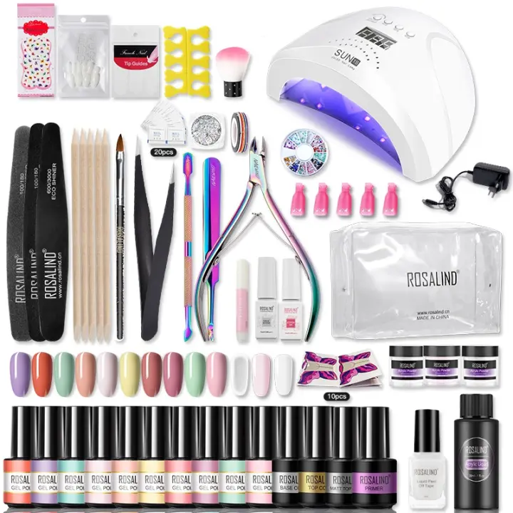 ROSALIND-Juego de manicura con lámpara de uñas, secador de uñas, máquina pulidora, Kit de Gel de polietileno, herramientas de manicura Nail Art - 1