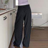 Pantalones de pierna recta a rayas con empalme de moda coreana de cintura alta sueltos nuevos de primavera y otoño para mujer - details 6