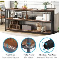 Mesa de Consola de 3 Niveles Entrada Extra Larga de 180 cm Estilo Industrial Fácil Montaje - details 6