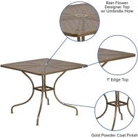 Muebles Mesa de Patio de Acero 35.5SQ, Metal, Oro, 35.5' Cuadrado - details 3