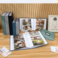 Álbum de fotos con cubierta de lino de 6 pulgadas, 200/300 fotos, tipo entrelazado, álbum de recortes grande, 100 páginas, libro de recuerdos DIY, crecimiento del bebé - details 3