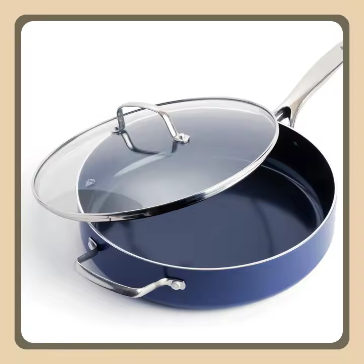 Utensilios de Cocina Sartén para Saltear de 28 cm con Revestimiento Cerámica Antiadherente Reforzado con Diamantes, Sin PFAS, Inducción, Apta para Lavavajillas, Apta para Horno, Azul - 1