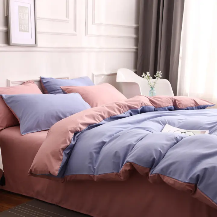 Juego de Ropa de Cama de Colores Sólidos Suaves Cubierta de Edredón, Funda de Almohada, Sábana - 1