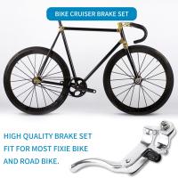 Juego de frenos delanteros Fixie para bicicleta de carretera, Kit de pinza de freno para bicicleta, juego de frenos de tracción lateral para la mayoría de las bicicletas Fixie Silver - details 1