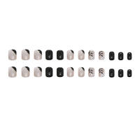 24 Piezas De Uñas Postizas Francesas Cortas Y Cuadradas Con Hojas Sencillas Incluye Archivo Y Pegamento De Gelatina - details 4