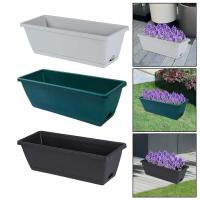 2 Pieces Window Box Planter Rectangle Plant Containers Decors with Drainage Holes Flower Pot Plant Pot for Outdoor Garden Home