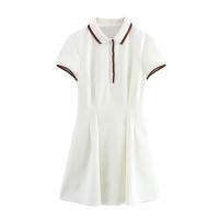 Vestidos Cortos Blancos de Moda para Mujer OUWU Polo, Mini Vestido de Primavera, Vestidos Acanalados de Manga Corta - details 1