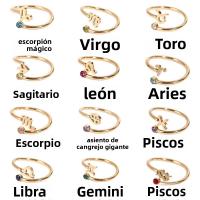 Anillo de Zodiaco Ajustable Miravia Anillo de Constelación con Circonio y Piedra Natal, Regalo Astrológico para Mujer/Hombre, Acero Titanio, 12 Signos del Horóscopo, Anillo Abierto de Moda - details 0