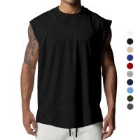 Camiseta sin mangas para correr de Color sólido para hombre, cuello redondo, absorbente de humedad, chaleco cortado de secado rápido, camisa deportiva de verano - details 1