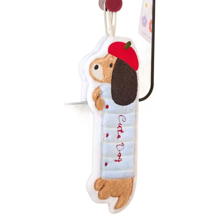 Toalla de mano con forma de perro salchicha de secado rápido, toalla de limpieza absorbente más gruesa, paños de cocina colgantes reutilizables para Baño - 1