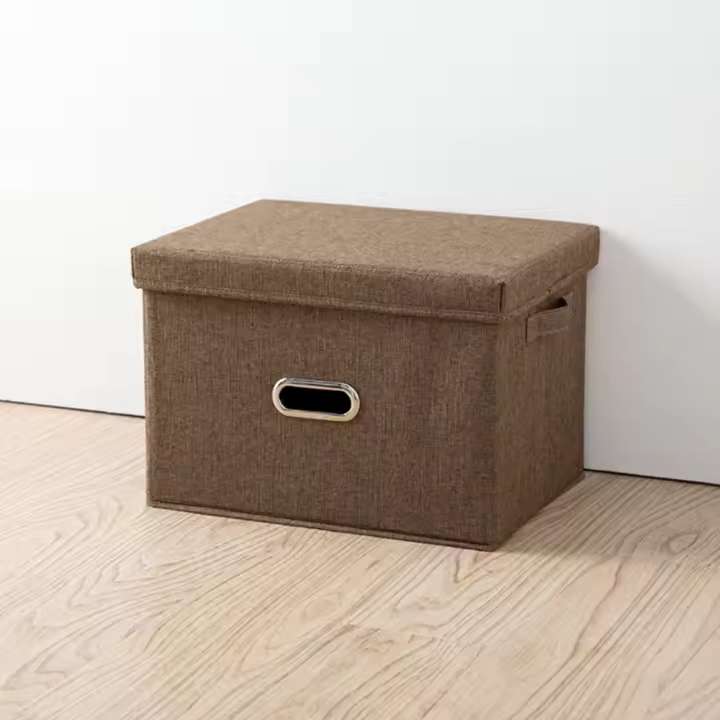Grandes Cajas de Almacenaje con Tapa, Tela, Lavables, Cajas Organizadoras, 44x30x29 cm, Juego de 2, Gris - 1
