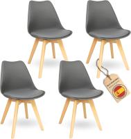 Sillas de Comedor Nórdicas Ergonómicas Madera de Haya Anti Manchas de Polipiel Blanco 4 Piezas - details 9
