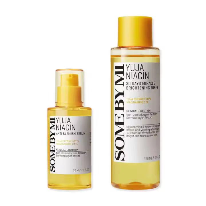 SOME BY MI Yuja Niacin Anti + 30 días Miracle Brightening 1.69Oz+5.07Oz Niacinamida Vitamina C Suero Tónico Pigmentación y - 1