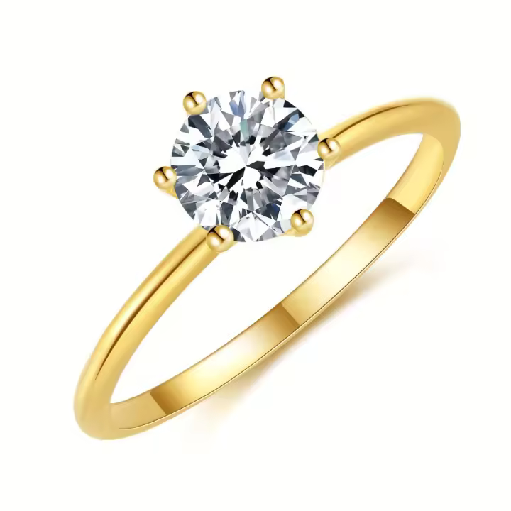 Anillo de compromiso eterno de moissanita, banda de boda de compromiso chapada en oro de 18K de lujo para mujer - 1