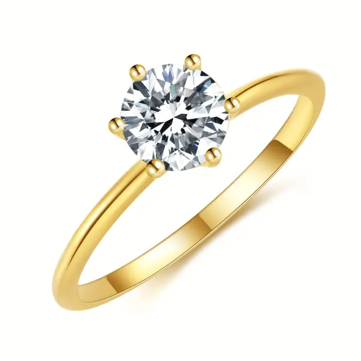 Anillo de compromiso eterno de moissanita, banda de boda de compromiso chapada en oro de 18K de lujo para mujer - 1