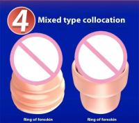 Nuevo diseño respirable manga 5pcs kit reutilizable de silicona día y noche uso de preservativos antepiel corrección anillo juguete sexual - details 14