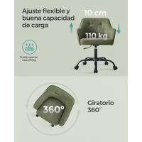 Silla de estudio, giratoria, altura ajustable, carga de 110 kg, marco de acero, tela de algodón-lino transpirable, para estudio, dormitorio, marrón OBG019K01 - details 29