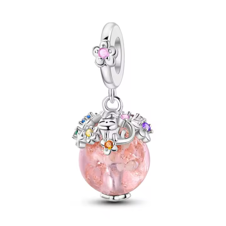 Encanto de Campo de Flores de Gato de Plata Esterlina 925 Cuentas de Circonio Cúbico para Joyería DIY - 1