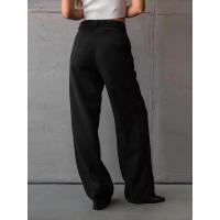 Pantalones de pierna recta de cintura alta negros de moda para mujer, nuevos y holgados de primavera/otoño. - details 4