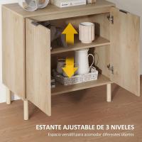 Salón Aparador con Estante Ajustable 2 Puertas Sistema Antivuelco Patas de Madera de Pino - details 4