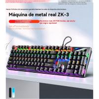 Teclado mecánico metálico 87 teclas 104 teclas eje verde luminoso eje negro accesorios informáticos juego de bloques de color - details 1