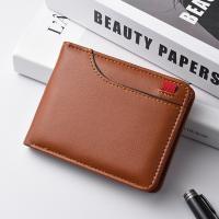 Cartera corta clásica de alta calidad para hombre, billeteras plegables ultrafinas de cuero Pu para hombre, billeteras de negocios de Color sólido con bolsillo para monedas y tarjetas de crédito - details 5