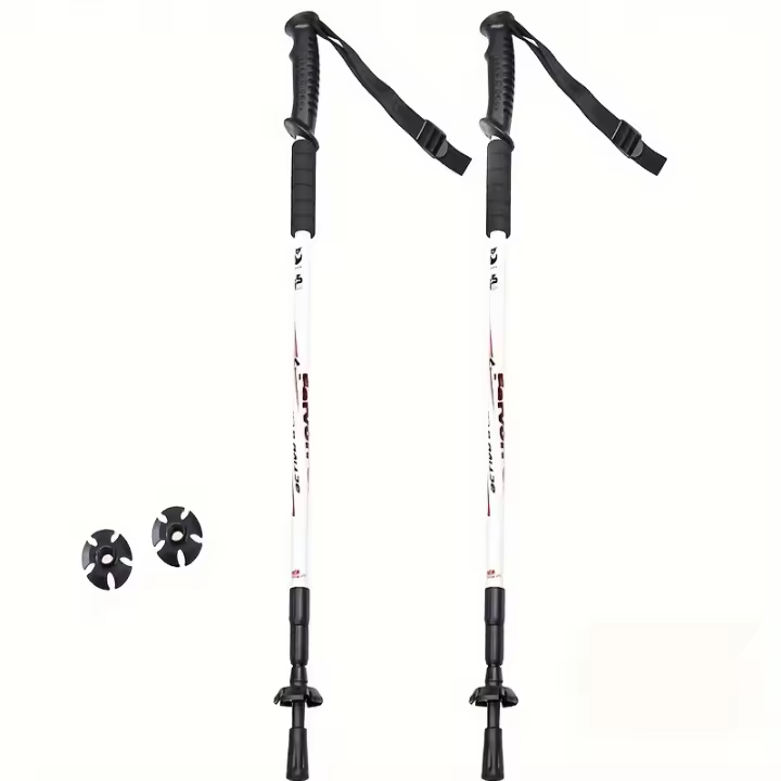 Bastón de senderismo telescópico de aleación de aluminio, 2 piezas, ligero, portátil, para acampar al aire libre, Trekking, Montañismo - 1