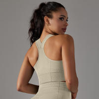 Nessaj-Sujetador deportivo sin costuras, top a prueba de golpes, cómodo Chaleco de gimnasio, color sólido, para entrenamiento, correr - details 20