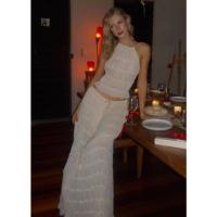 Conjunto de Dos Piezas para Mujer Verano 2025 TOP Cruzado con Espalda Descubierta y Falda Larga Fluida Estilo Y2K para Playa, Fiestas o Looks Diarios Tejido Transpirable y Exclusivo en Miravia - details 17