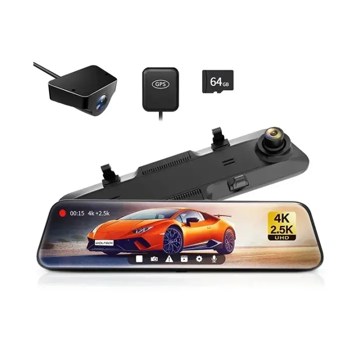 Cámara de Vista Trasera 4K+2.5K Pantalla IPS de 12'' WDR 170 FOV Espejo Retrovisor GPS - 1