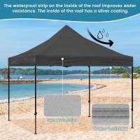 Gazebo Party Tent 3x3m con 4 paredes laterales y puerta con cremallera y ventana gris - details 2