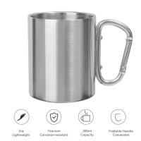 Taza de acero inoxidable de 220/300ml, gancho de mosquetón, mango portátil para caminata, taza para acampar, viaje, multifuncional, para acampar al aire libre, 1 Uds. - details 7