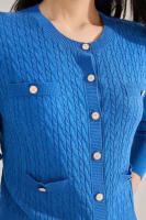 Cárdigan informal y cómodo para mujer con botones de cuello redondo, chaqueta cálida de manga larga, diseño holgado - details 2