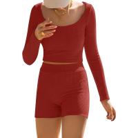 BUNO-Conjunto de ropa de estar por casa para mujer, tops ajustados de manga larga y pantalones cortos de motorista, 2 piezas, verano, 2025 - details 11