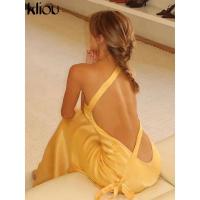 Vestido Largo de Seda para Mujer Elegante, Sin Mangas, Espalda Descubierta, Hombros Descubiertos - details 15