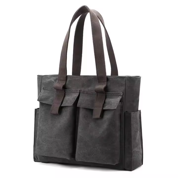 Maletín de lona de alta calidad, bolso de moda para mujer de gran capacidad, bolso de hombro versátil con múltiples bolsillos, bolso de viaje - 1