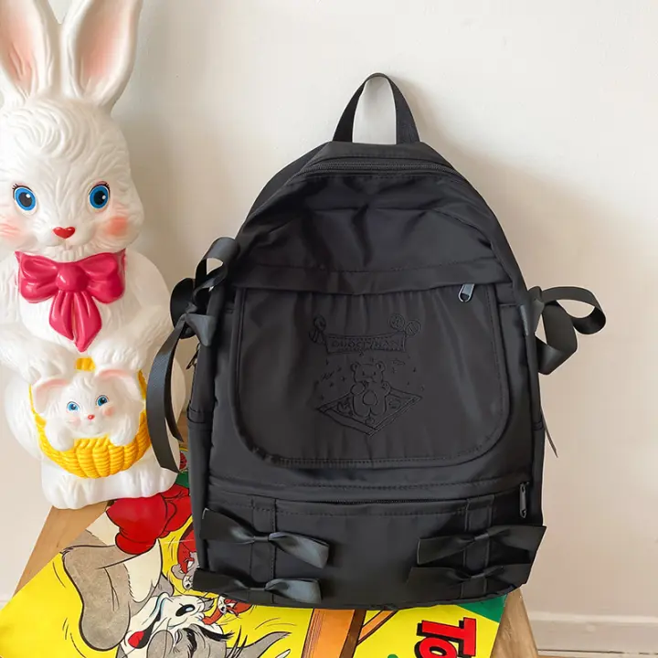 Bordado, oso, niña suave, niña, lazo, lindo, universidad, mochila, nuevo estilo, bolso escolar - 1