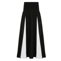 BUNO-Falda grande con costuras contrastantes clásicas en blanco y negro, falda larga de cintura baja, falda drapeada de moda Retro Spice Girl para mujer - details 16