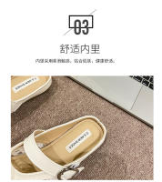 Verano casual ahuecado bolsa de un pedal zapatillas de mujer, nuevas zapatillas de plataforma plana con hebilla de cinturón, medias perezosas transpirables. - details 23